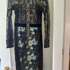 Byron Lars Black and Blue Lace Dress